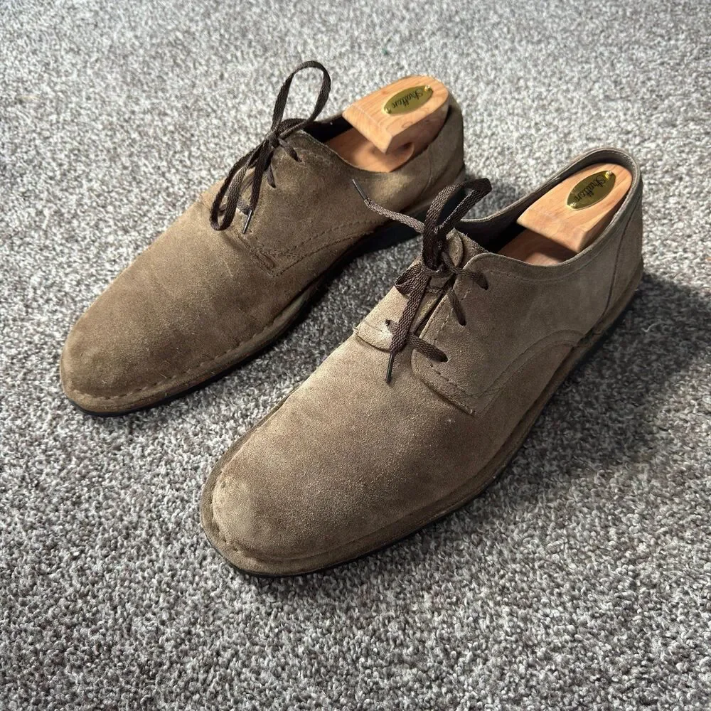 John Varvatos Men's Brown Suede Plain Toe Derby Shoes (Model E1901P1B)